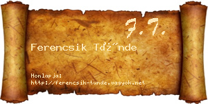 Ferencsik Tünde névjegykártya